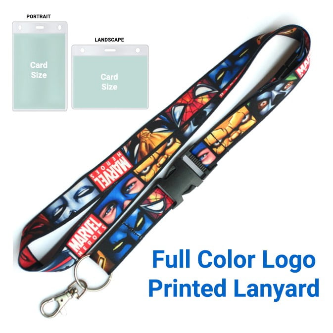 Full Color Sublimation Print Lanyard w/ Add-On Cardholder
